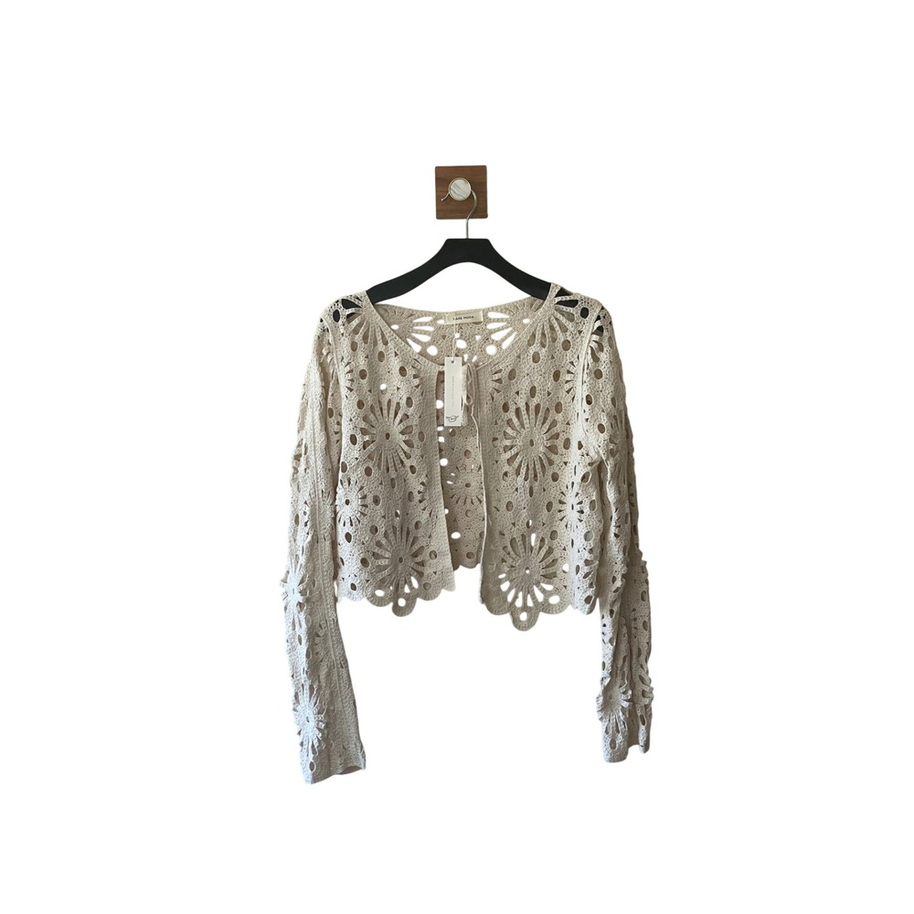 Nare‎ Moda Crochet Floral Open Front Cardigan Boho Cover Up Large NWT100% Cotton